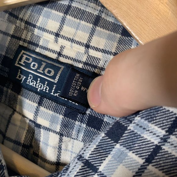 Polo Ralph Lauren Shirt Mens Large L Blue Plaid Flannel Button Up Long Sleeve - Picture 7 of 7